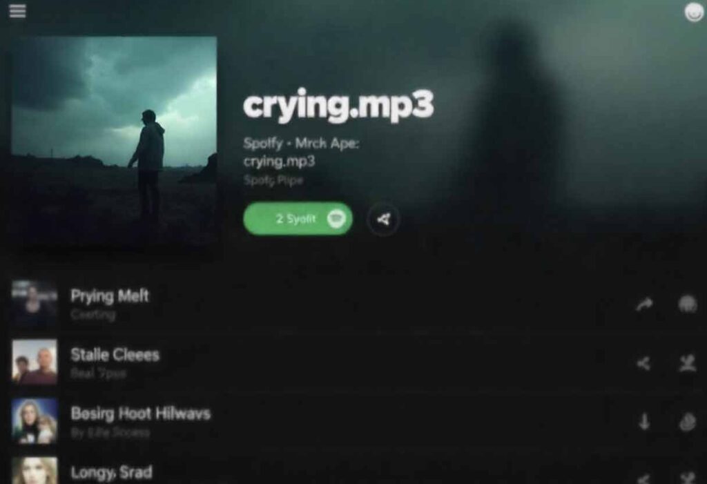 Spotify playlist screenshot titled “crying.mp3.”